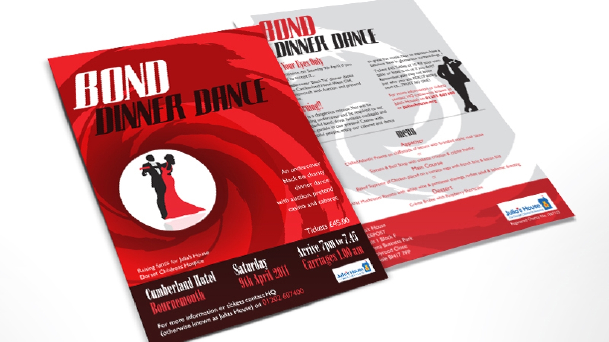 Julia's House dinner dance A5 flyer