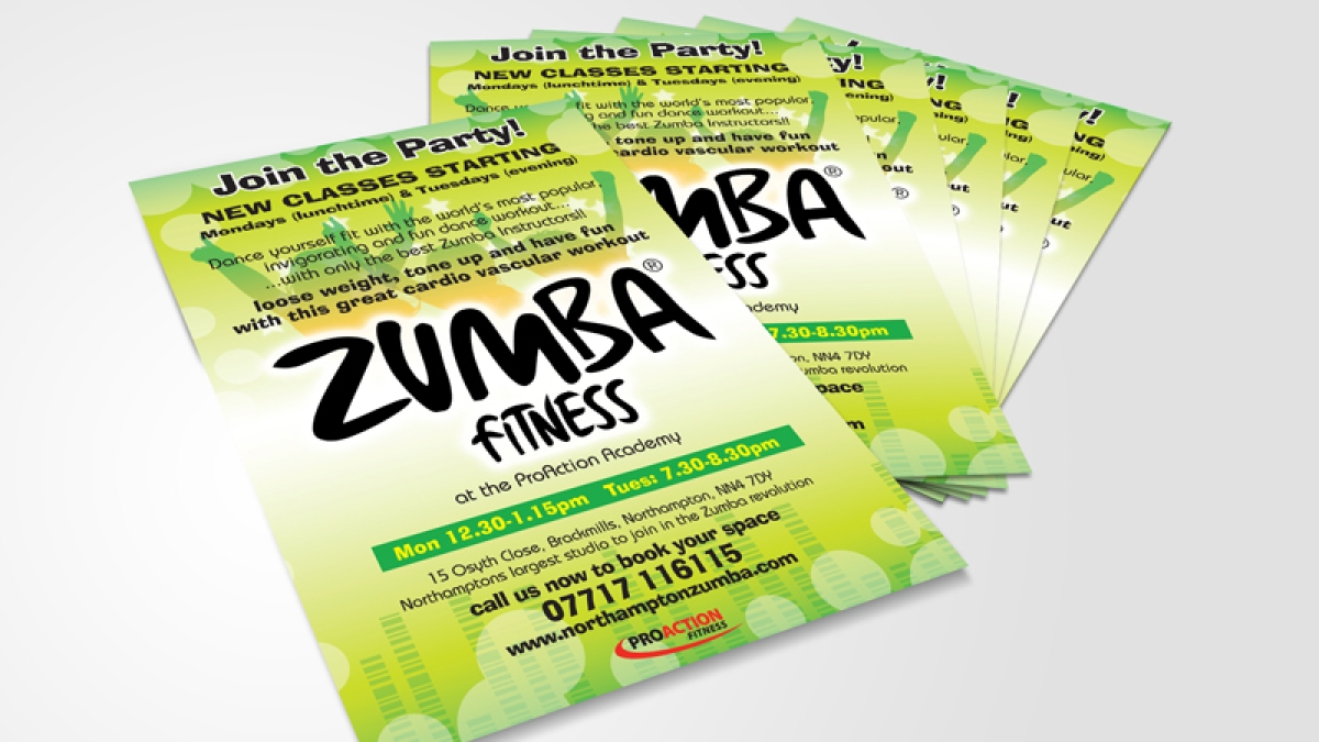 A5 flyer for zumba fitness classes
