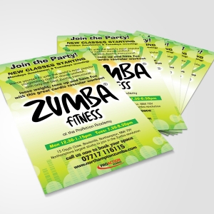 A5 flyer for zumba fitness classes